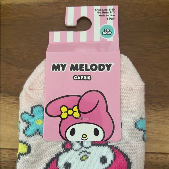 My Melody Capris Socks Sanrio 3D Bow Pink Hello Kitty New NIP 2023 One Size Adul - Picture 2 of 6